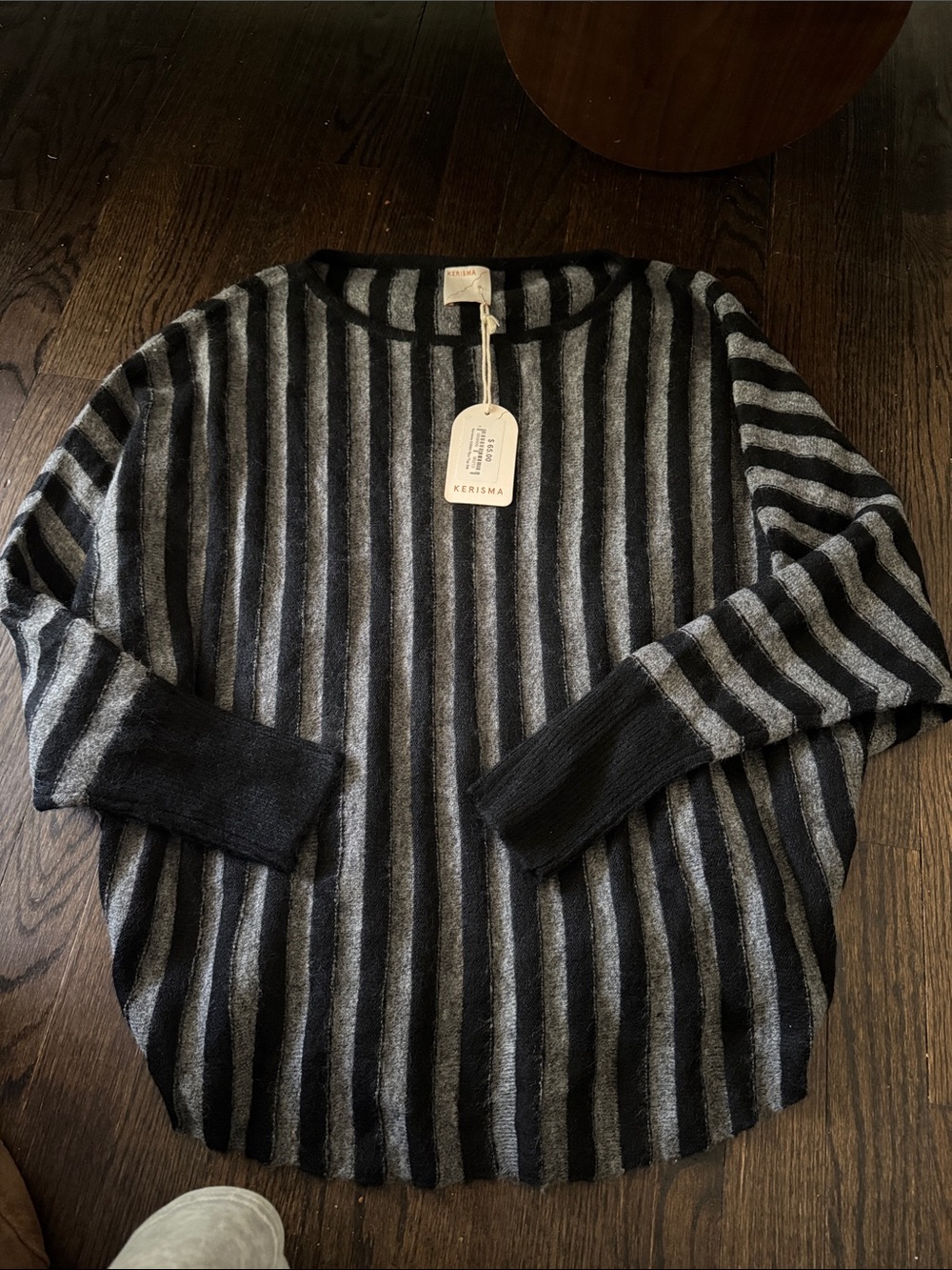 Kerisma Black & Gray Striped Crewneck Sweater
